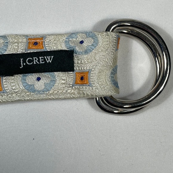 J.Crew 100% Silk‎ 🩵 Cream Belt - Geometric Retro Pattern Print - Women's Small - Picture 3 of 6